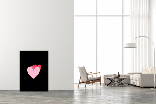 tableau-prêt-à-poser-heart-2-noir-rose